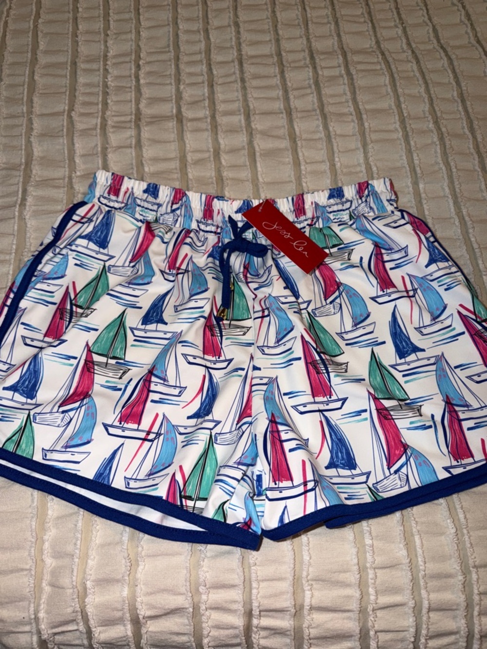 Sailboat Print Athletic Shorts - Multicolor